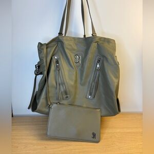 Steve‎ Madden Stylish Olive Green Tote Bag with Pouch XL NWOT